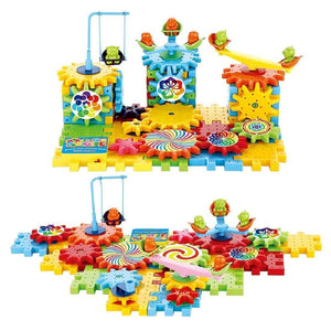 Battery Operated 81pcs Rotating Building Blocks with Gears for STEM Learning