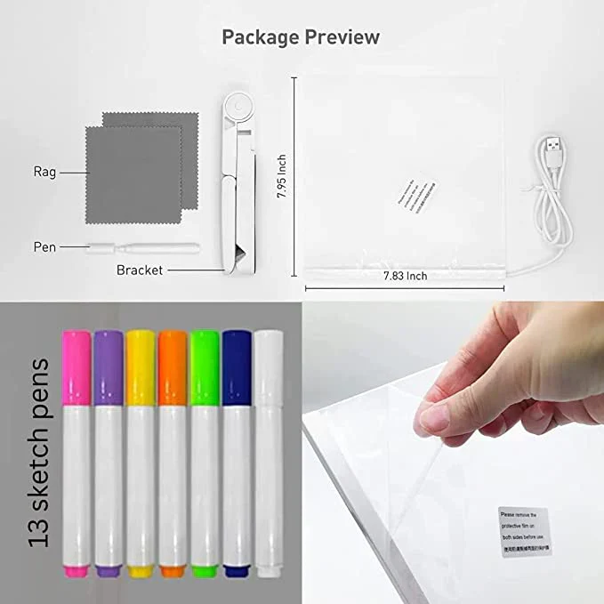 3D LED Acrylic Writing pad With Color Markers -