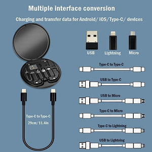 Portable Charging, Transmission & Data Storage Kit with Multiple Connectors & Sim Card Slots for iOS and Android Devices