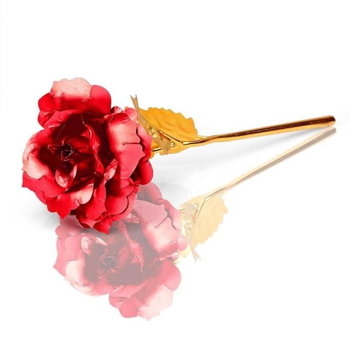 24K Gold Plated Red Rose Flower With Love Stand -   Best Valentine's Day Gift