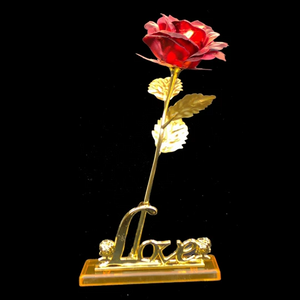 Red Rose 24K Gold Plated Flower With Love Stand -   Best Valentine's Day Gift